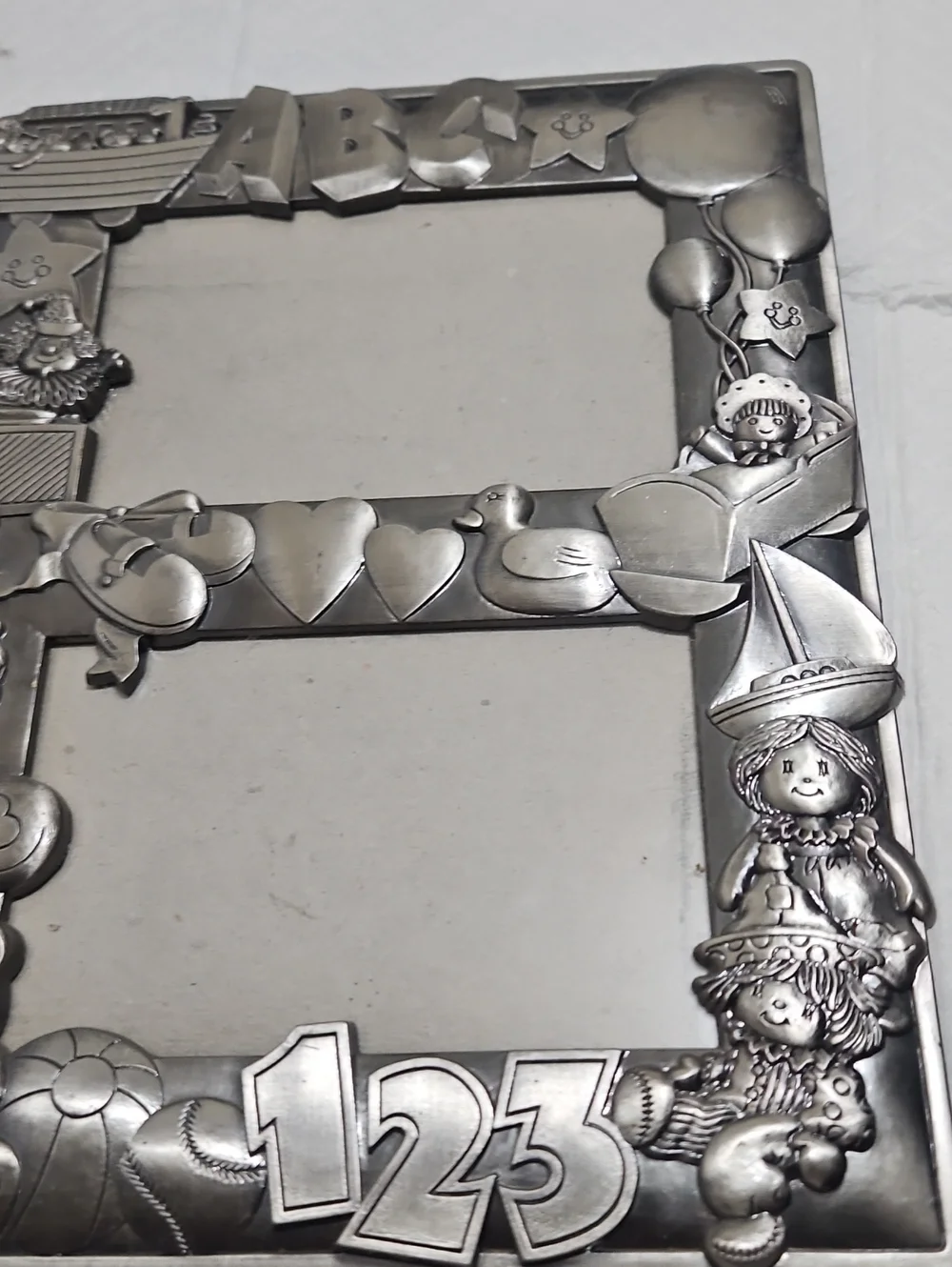Silver Baby-Themed Double Picture Frame - 123 Design